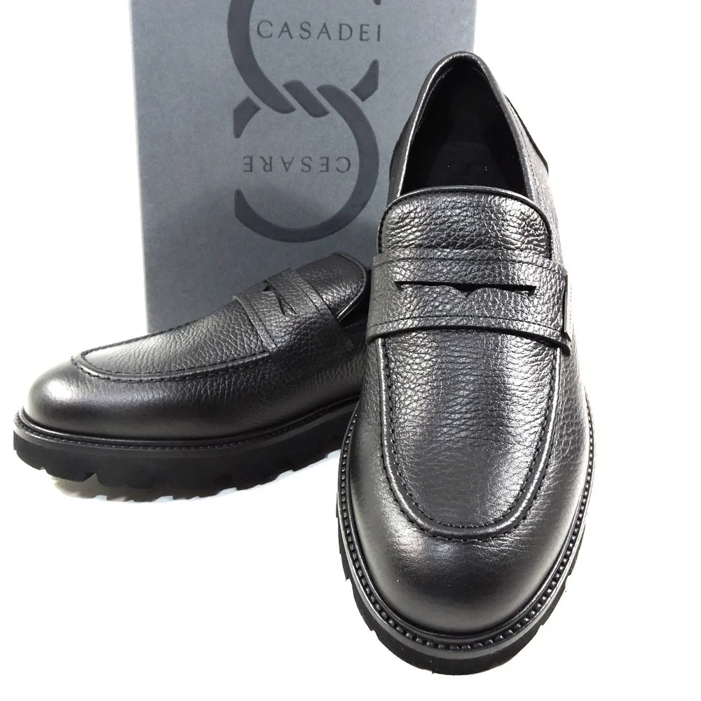 CASADEI 🇮🇹 MEN'S BLACK SOFT LEATHER COMFORT LOAFERS - Picture 8 of 8